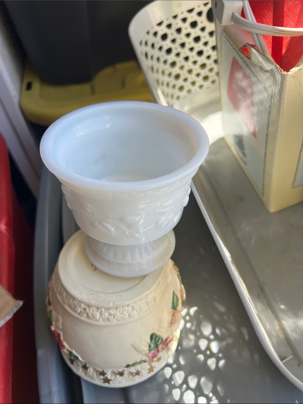Vintagev Milk Glass Pedestal Bowl - White